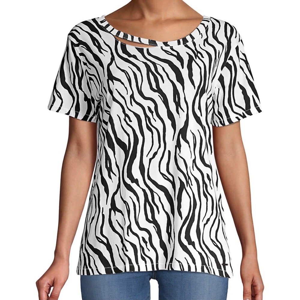 NWOT philanthropy Zebra print shirt with c…